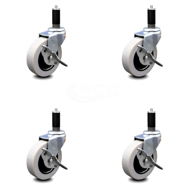 Service Caster 3 Inch Thermoplastic Wheel 1-1/8 Inch Expanding Stem Caster with Brakes, 4PK SCC-EX05S310-TPRS-SLB-118-4 - main